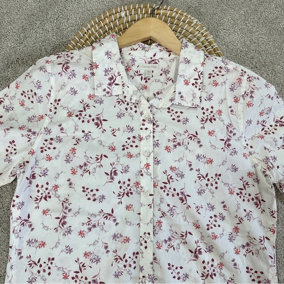 Garnet Hill Essential Organic-Cotton Button Down Shirt Longsleeve Floral Size 12 - Picture 3 of 11